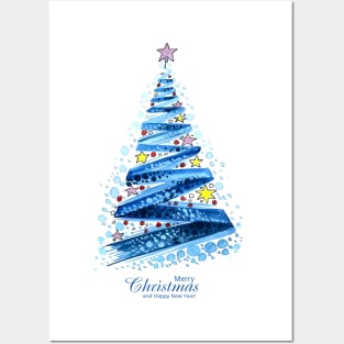 Christmas Watercolor Tree Posters and Art